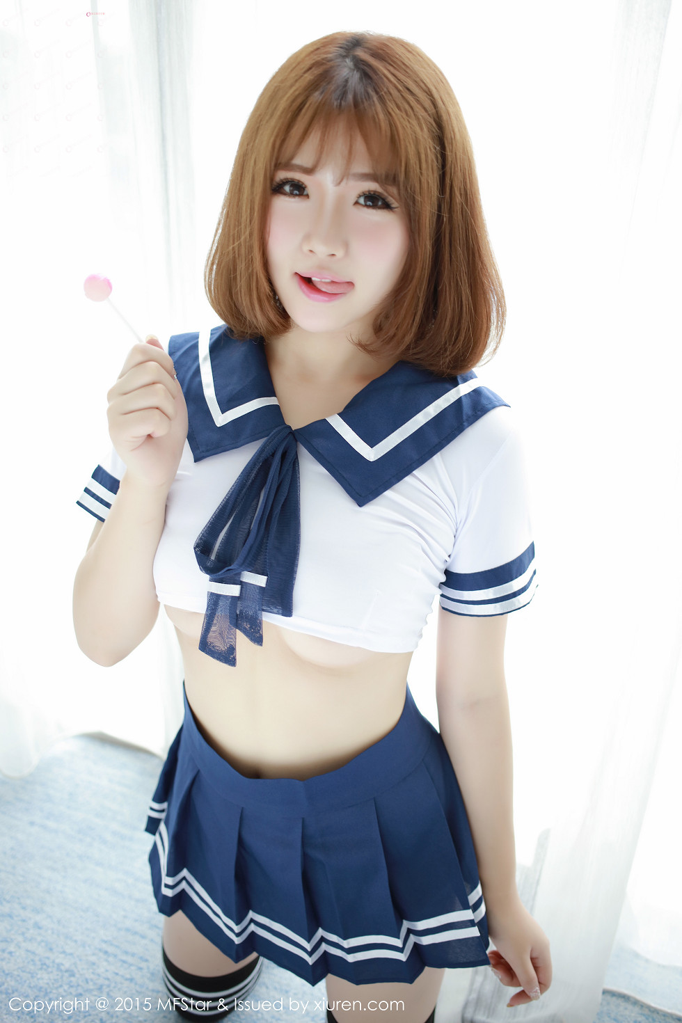 [MFStar模范学院]Vol.020_嫩模徐cake性感高腰水手服半露豪乳甜蜜诱惑写真52P_极品性感美女