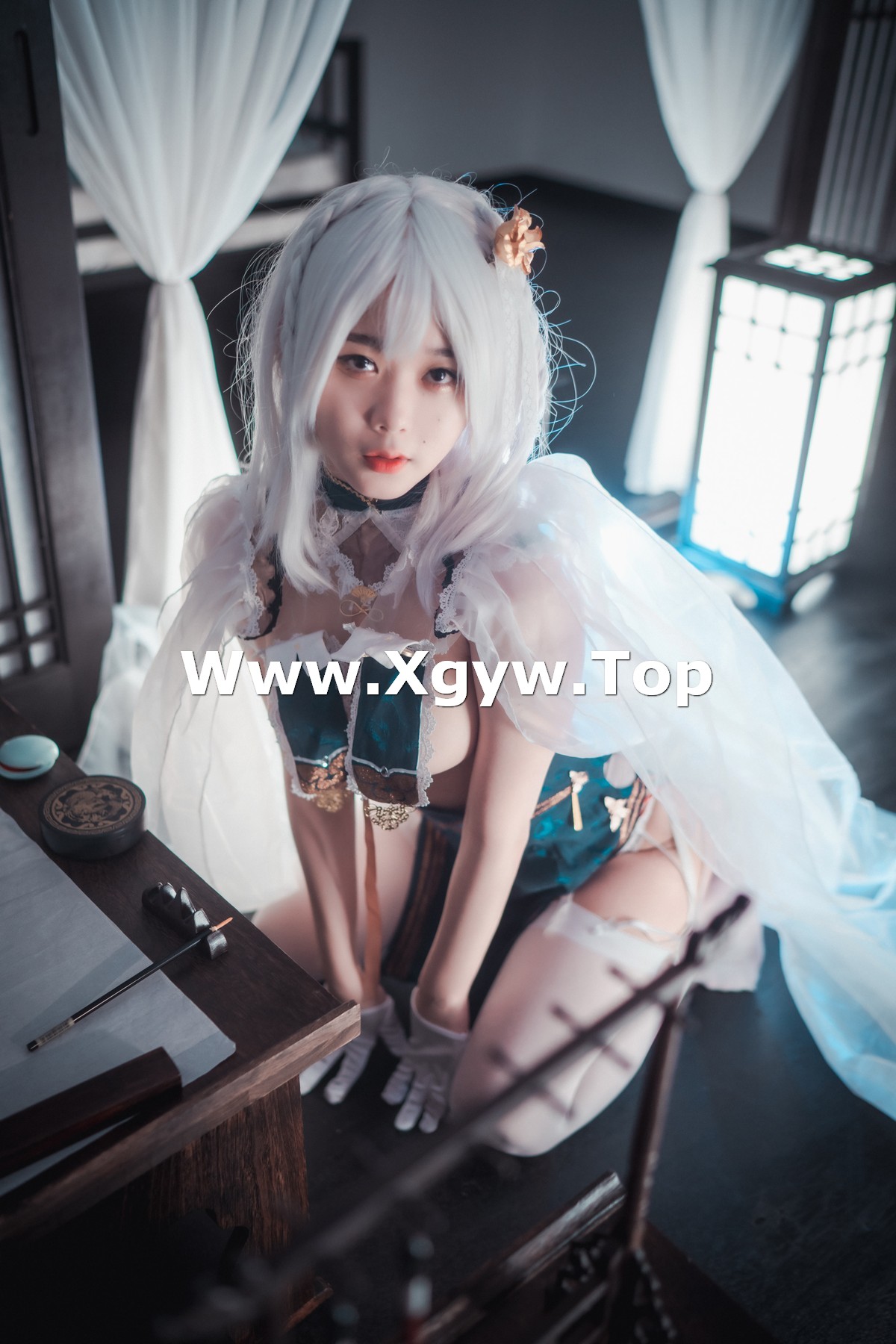 [DJAWA]No.189_模特Zia_Azure Horizons主题性感情趣旗袍露豪乳翘臀惹火诱惑写真55P_极品性感美女