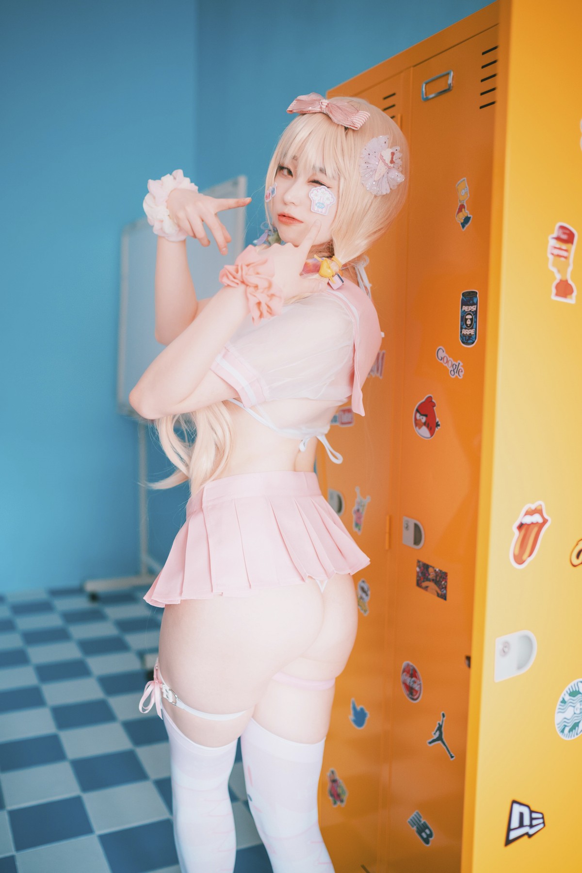 [DJAWA]No.151_模特BamBi_Sheer Pink主题私房性感粉红色服饰露三点式内衣诱惑写真27P_极品性感美女