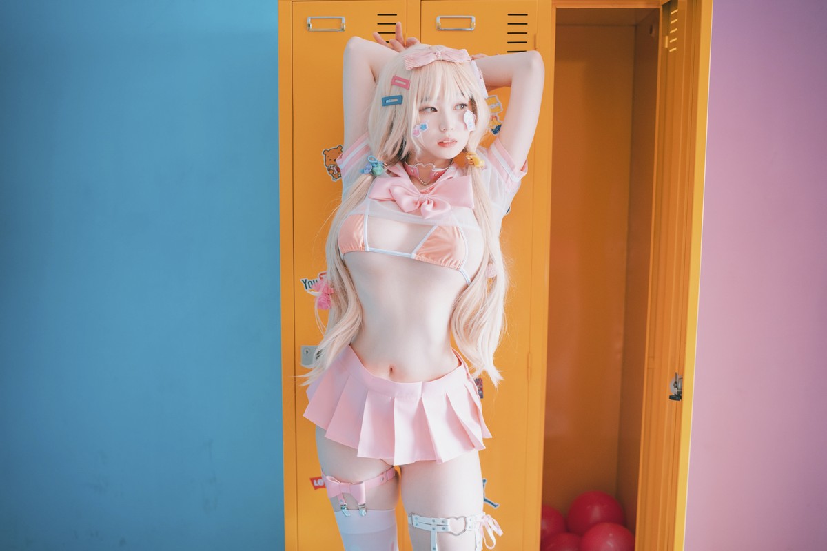 [DJAWA]No.151_模特BamBi_Sheer Pink主题私房性感粉红色服饰露三点式内衣诱惑写真27P_极品性感美女