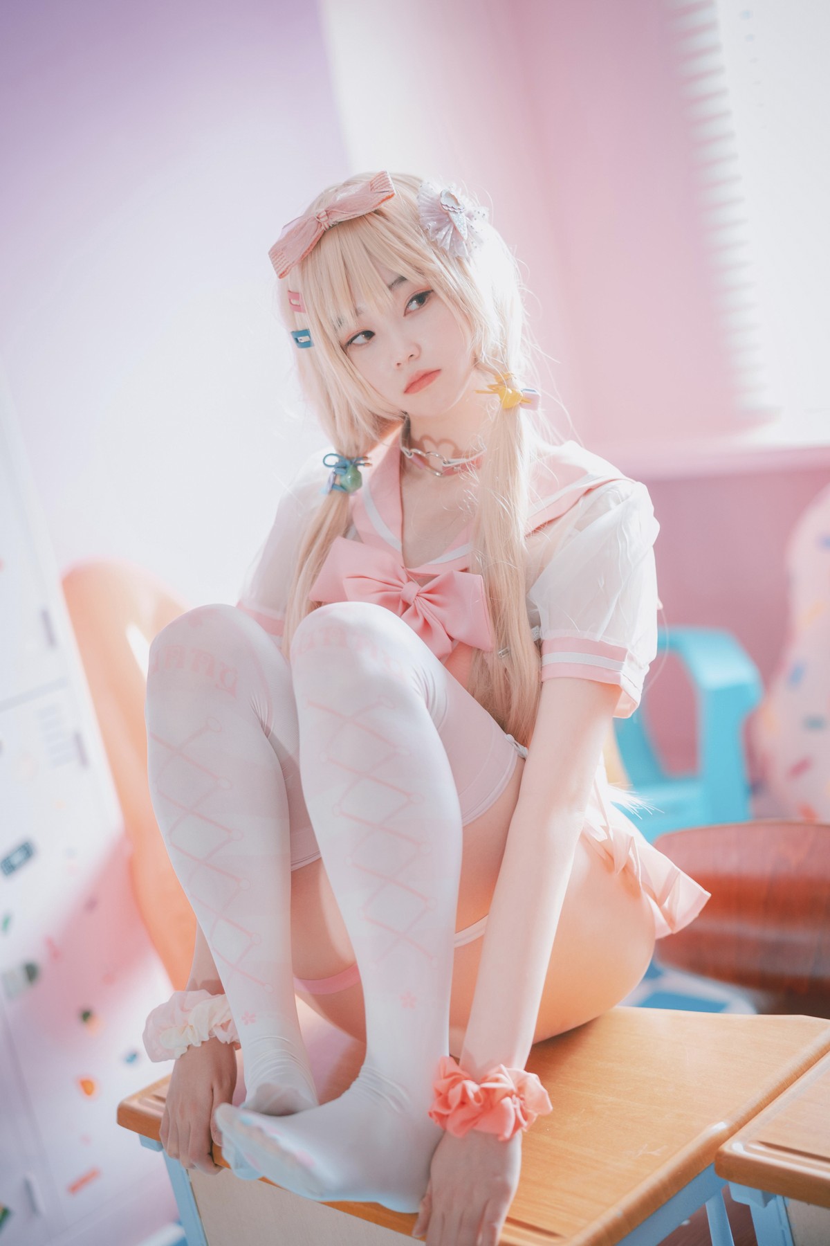 [DJAWA]No.151_模特BamBi_Sheer Pink主题私房性感粉红色服饰露三点式内衣诱惑写真27P_极品性感美女