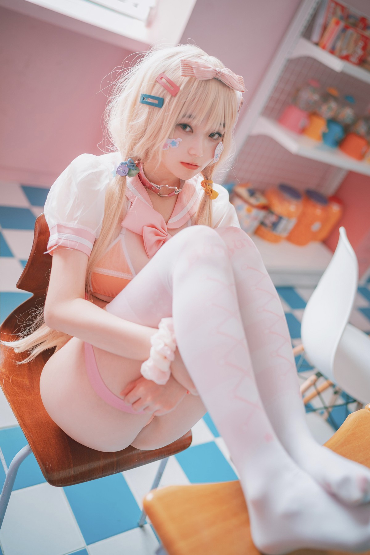 [DJAWA]No.151_模特BamBi_Sheer Pink主题私房性感粉红色服饰露三点式内衣诱惑写真27P_极品性感美女