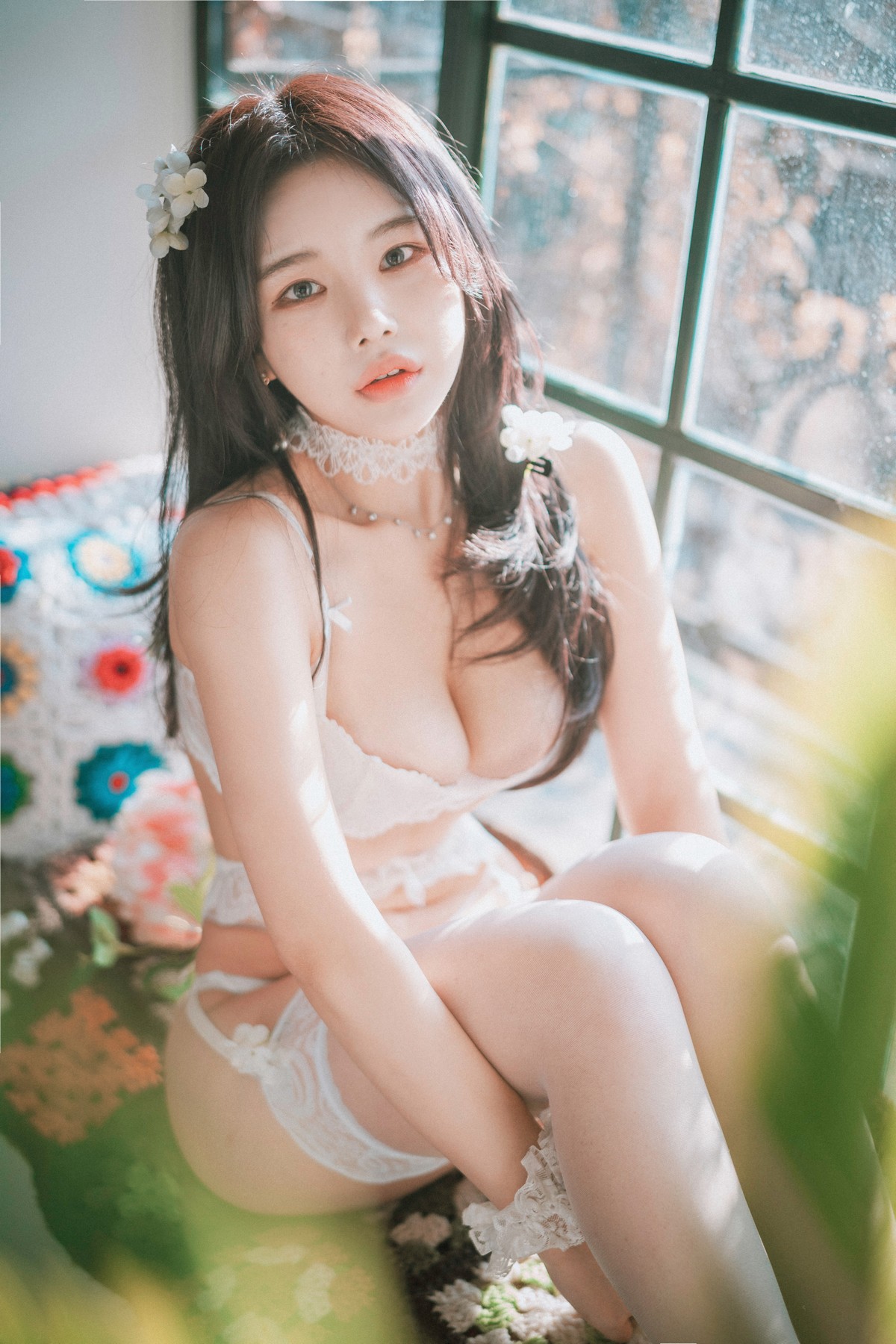 [DJAWA]No.158_模特ZZYuri_Alluring White主题性感白色内衣配蕾丝吊袜诱惑写真44P_极品性感美女