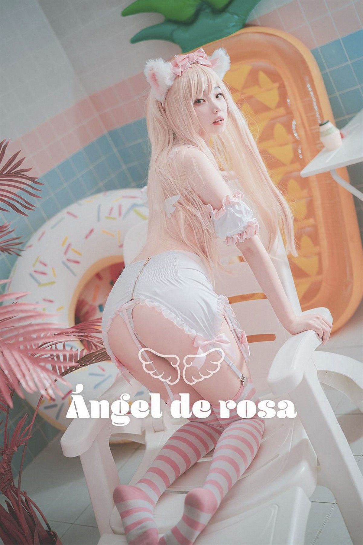 [DJAWA]No.137_模特BamBi_Ángel de Rosa主题私房性感内衣配白丝袜迷人诱惑写真49P_极品性感美女